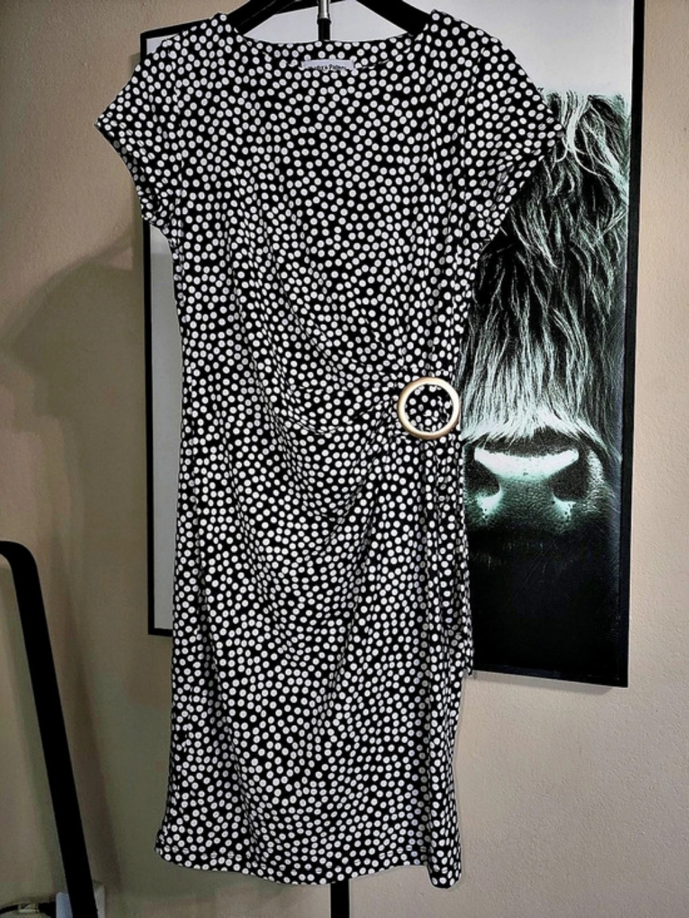 Shelby & Palmer Polka Dot Midi Dress in Black & White Size Small